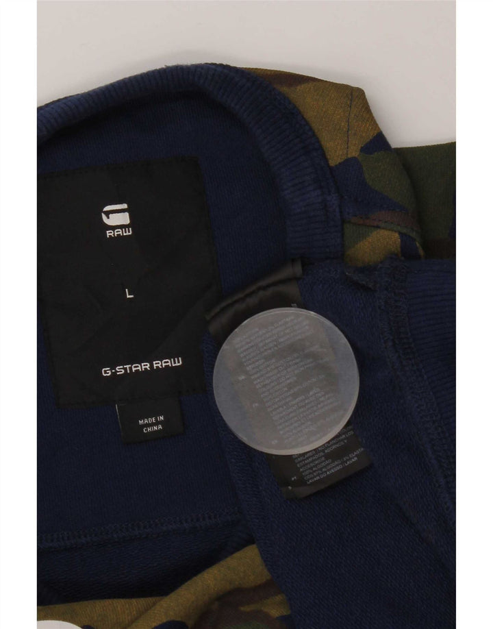 G-Star Herren Grafik-Sweatshirt mit normaler Passform, groß, grüne Tarnung