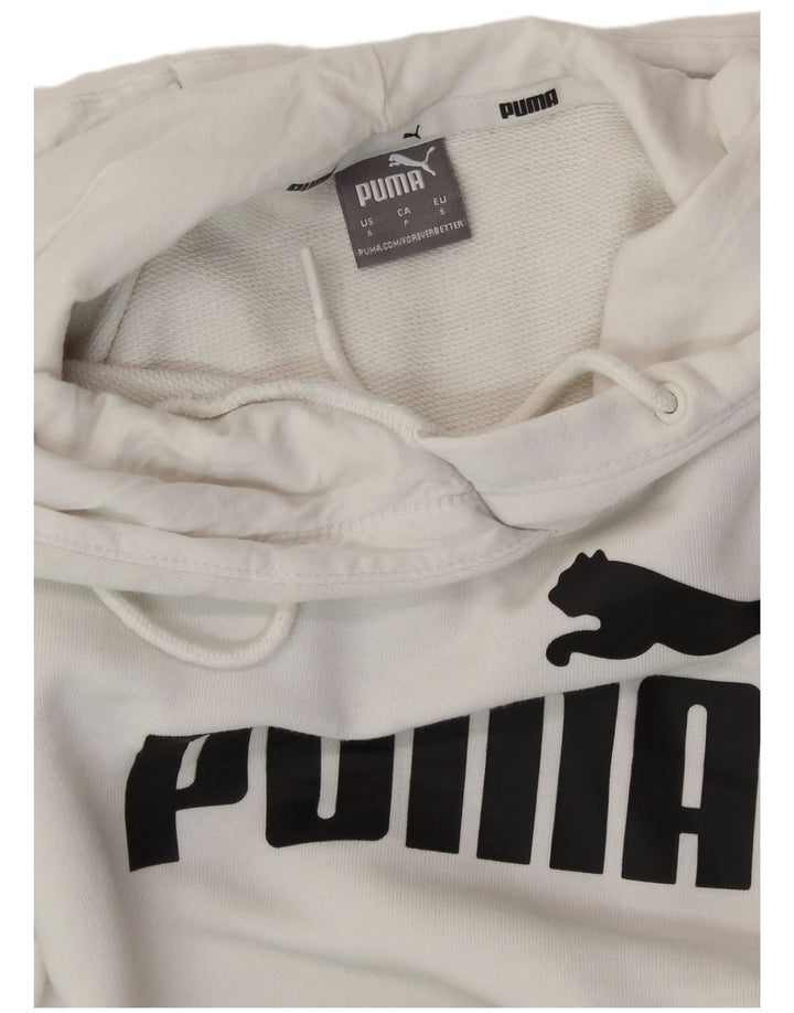 PUMA Womens Graphic Hoodie Jumper UK 10 Small White