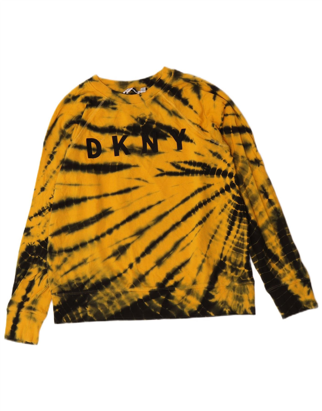 Dkny Damen-Sweatshirt, übergroß, mit Grafik, Gr. 10, Größe S, Gelb, Batikfärbung