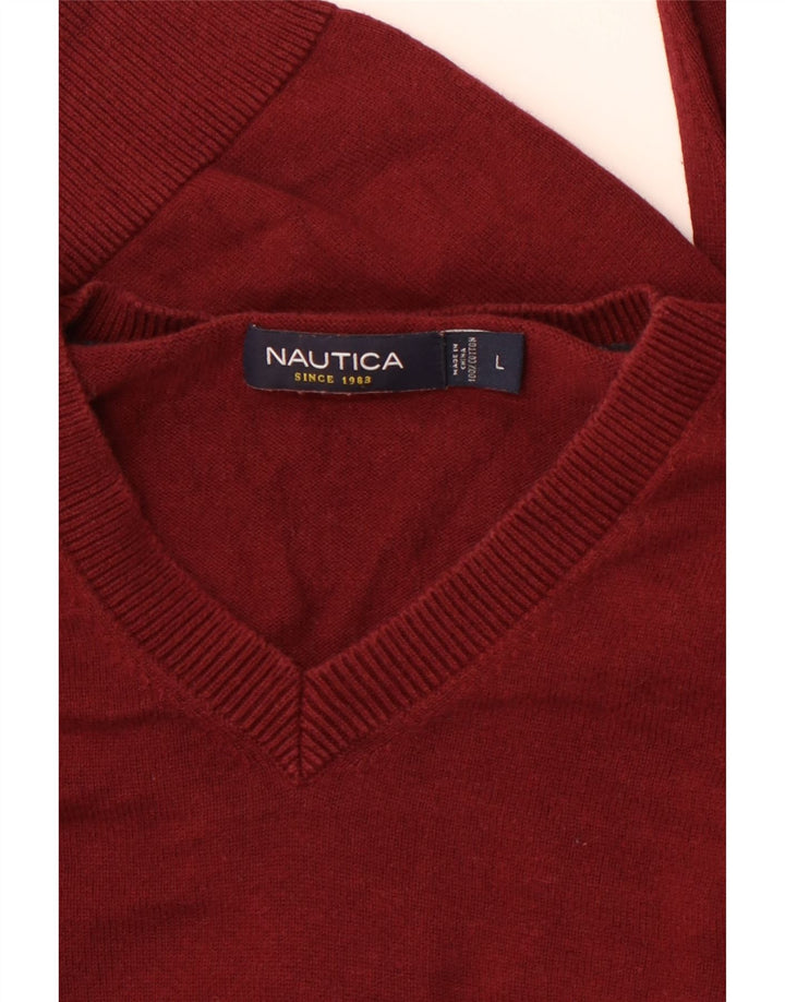 NAUTICA Herren-Pullover mit V-Ausschnitt, groß, kastanienbraune Baumwolle