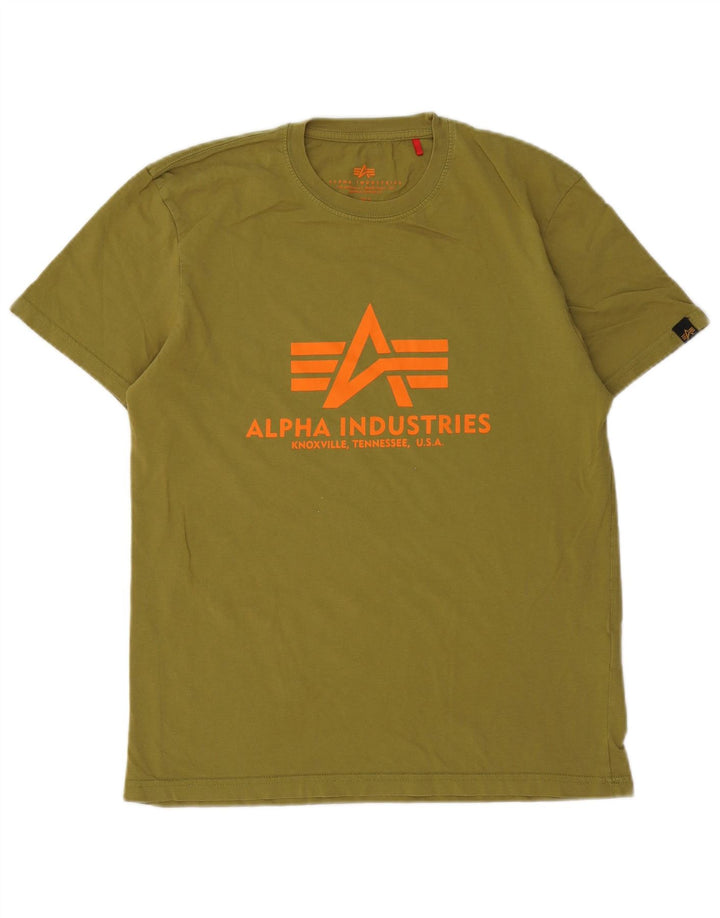 Alpha Industries Herren-T-Shirt mit Grafik, mittlere Khaki-Baumwolle