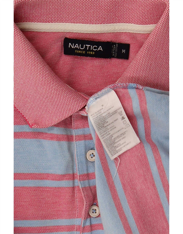 Nautica Herren-Poloshirt aus mittelblauer, gestreifter Baumwolle