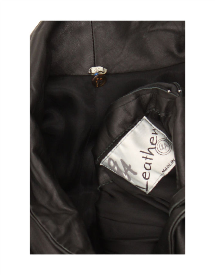 Vintage Damen Ledermantel IT 46 Großes schwarzes Leder