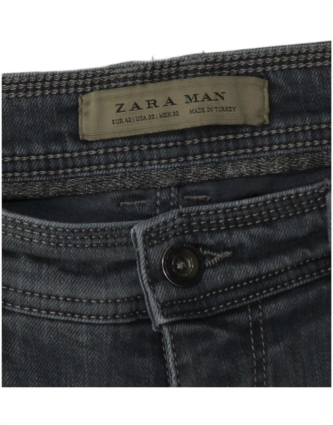 Zara Herren Slim Jeans EU 42 Large W32 L28 Graue Baumwolle