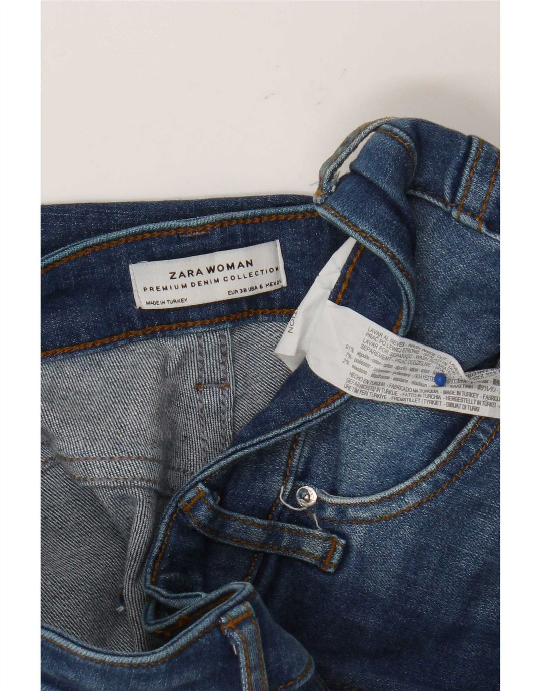 Zara Damen Schlagjeans EU 38 Small W28 L32 Blaue Baumwolle