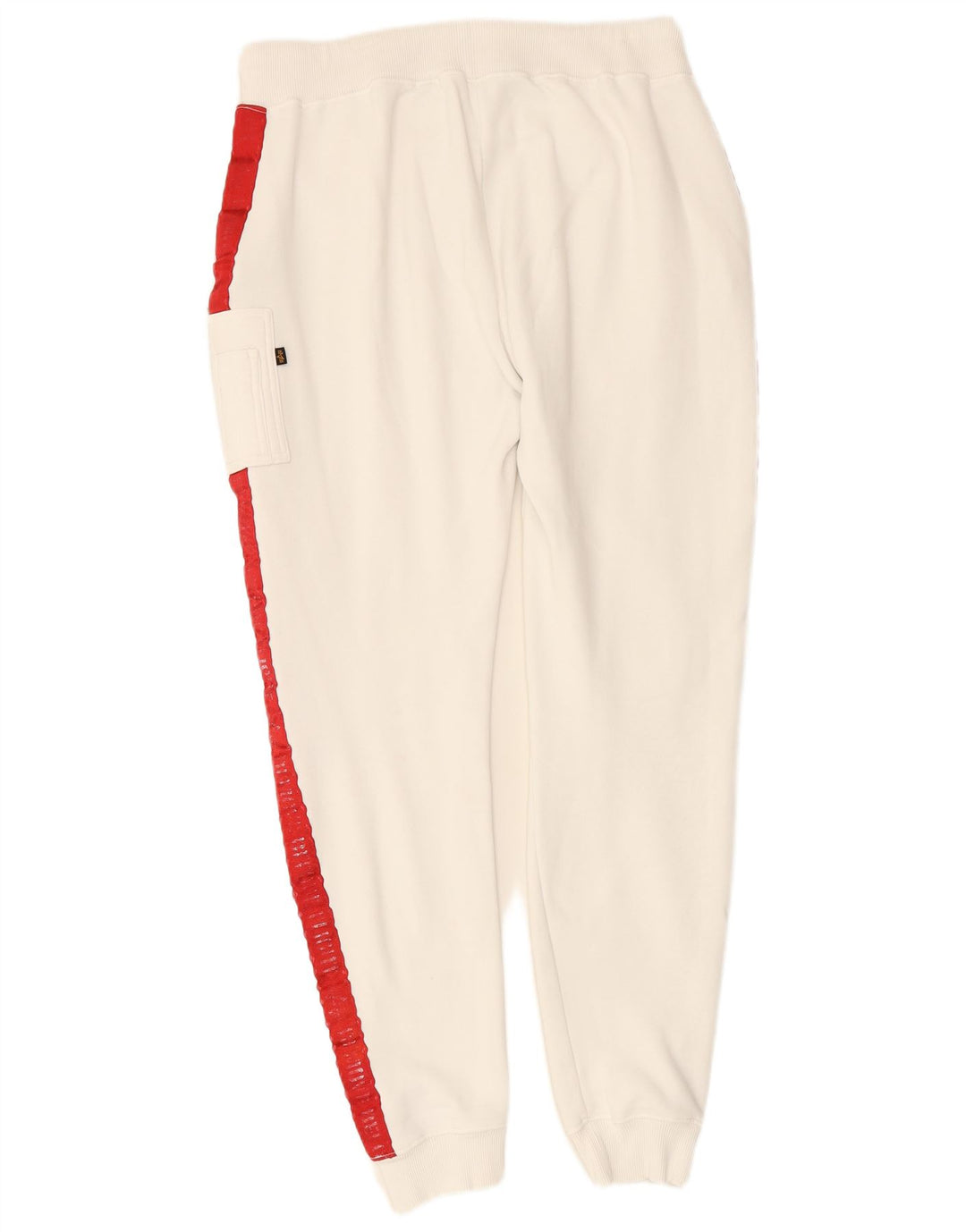 ALPHA INDUSTRIES Mens Graphic Cargo Tracksuit Trousers Joggers Large White