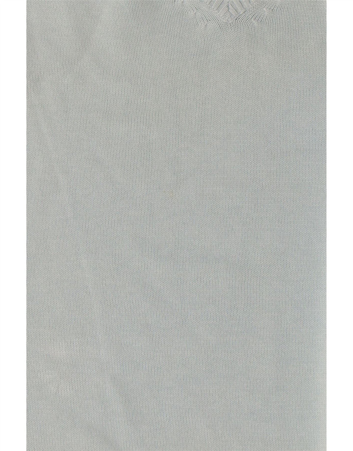 Zara Herren-Pullover mit V-Ausschnitt, groß, aus blauer Baumwolle
