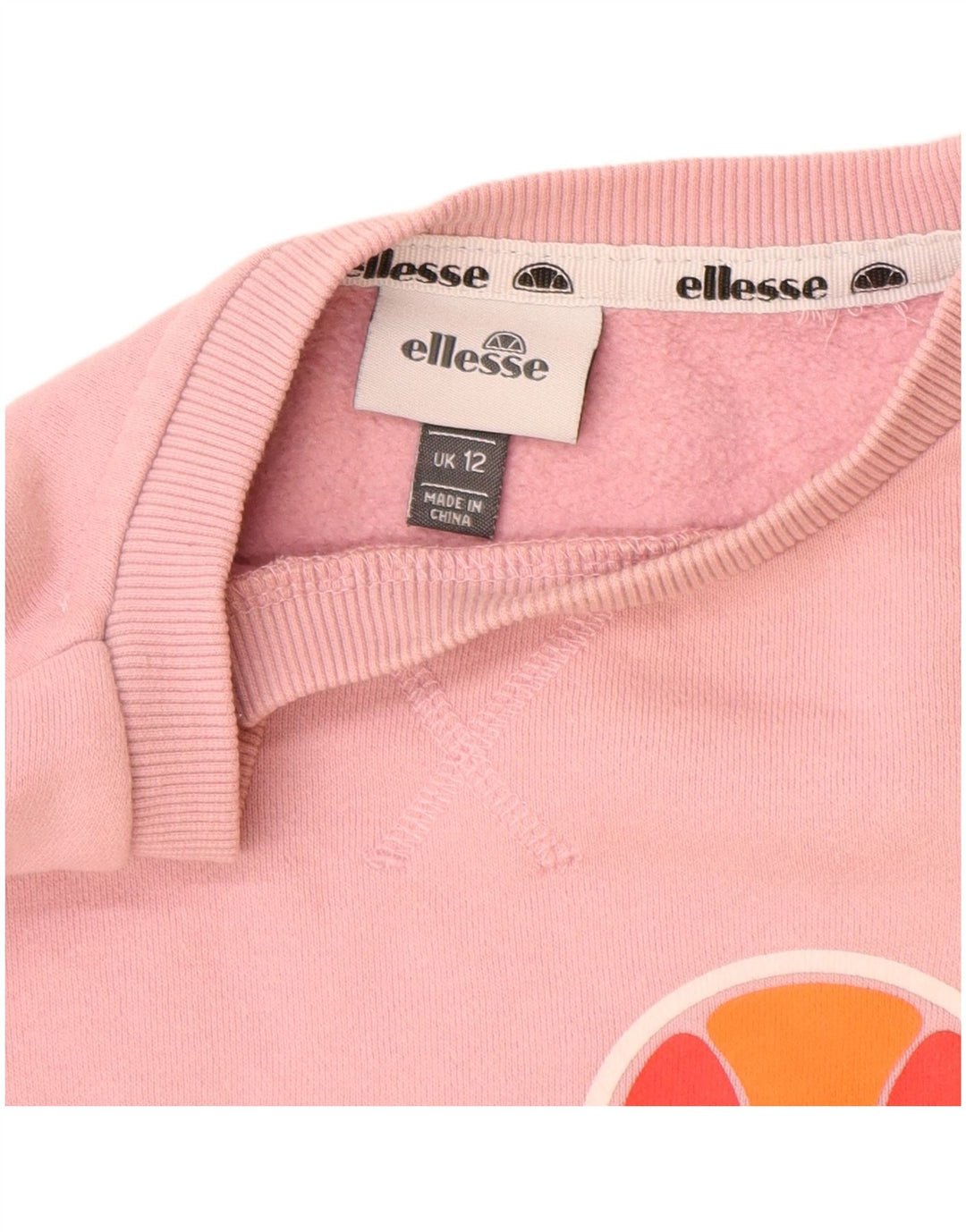 ELLESSE Damen Grafik-Sweatshirt-Pullover UK 12 Mittelrosa Baumwolle