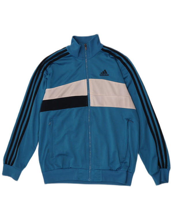 Adidas Jungen-Trainingsanzug-Top-Jacke, 13–14 Jahre, blaues Colourblock-Polyester