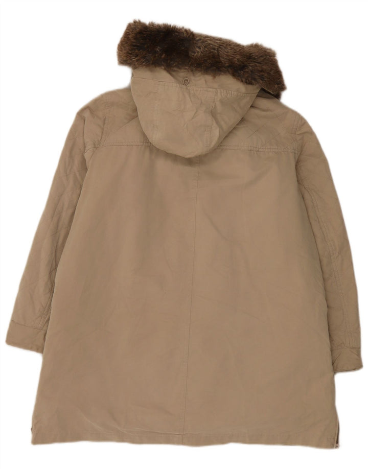 Zara Damen Kapuzenmantel, gepolstert, UK 18, XL, Beige, Polyester
