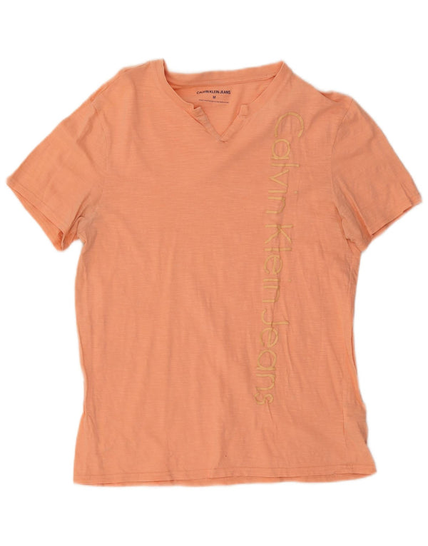 Calvin Klein Damen Kurzarm-T-Shirt mit Grafik, UK 12, Mittelorange