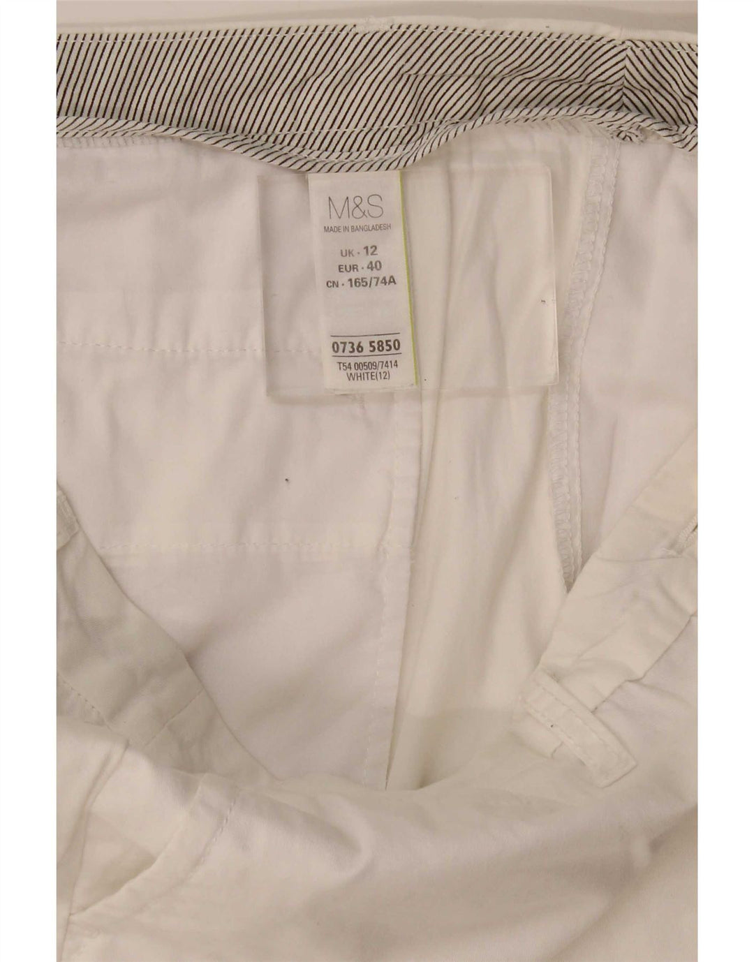 Marks & Spencer Damen Chinoshorts UK 12 Medium W34 Weiße Baumwolle