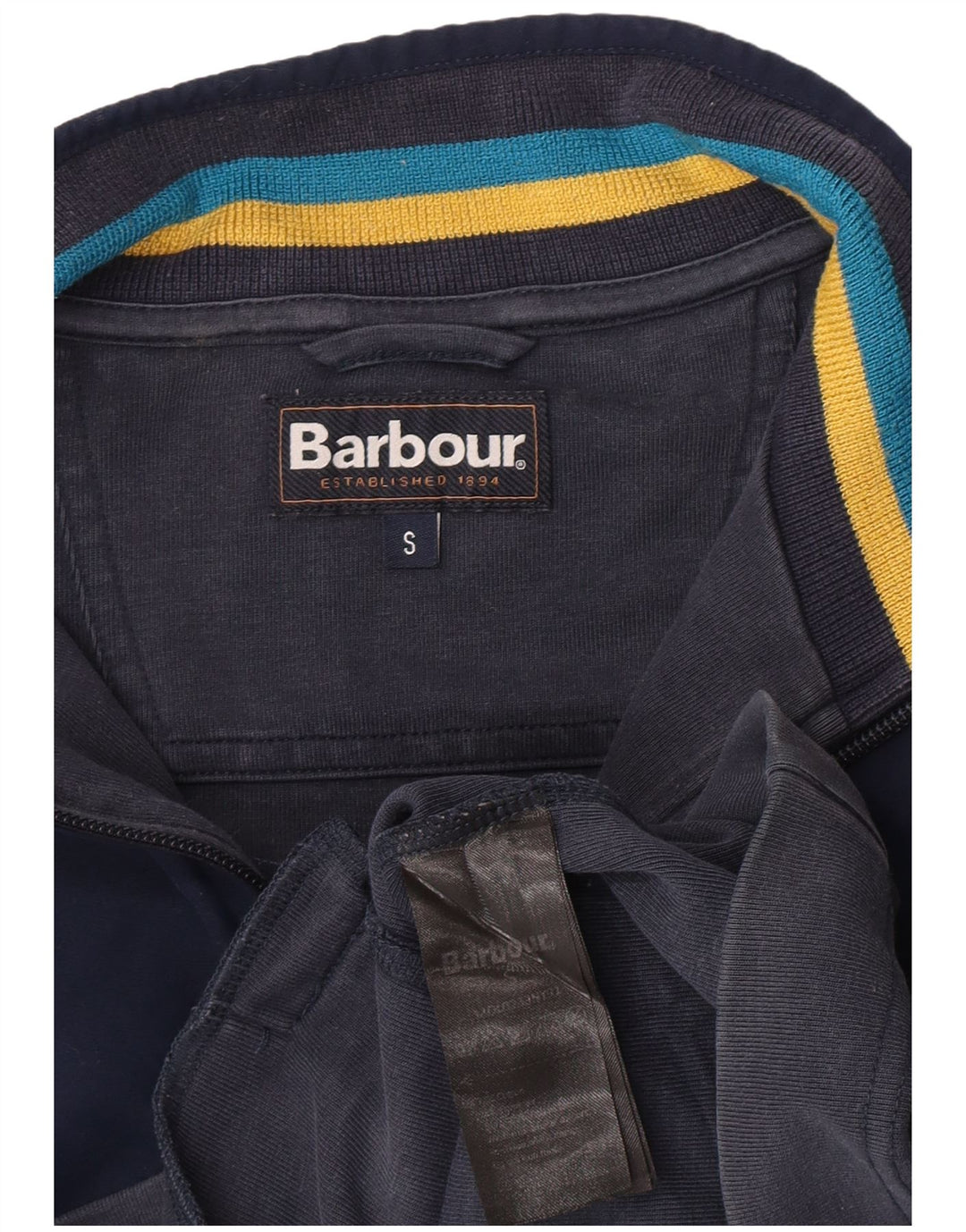 Barbour Herren-Sweatshirt mit Reißverschluss am Hals, klein, marineblau, Colourblock-Baumwolle