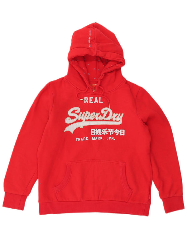 SUPERDRY Damen-Kapuzenpullover mit Grafik, UK 16, Größe L, Rot, Baumwolle