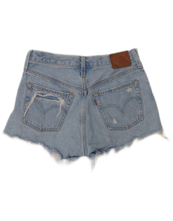 Levi's Damen 501 High Waist Distressed Denim Shorts W27 Small Blaue Baumwolle