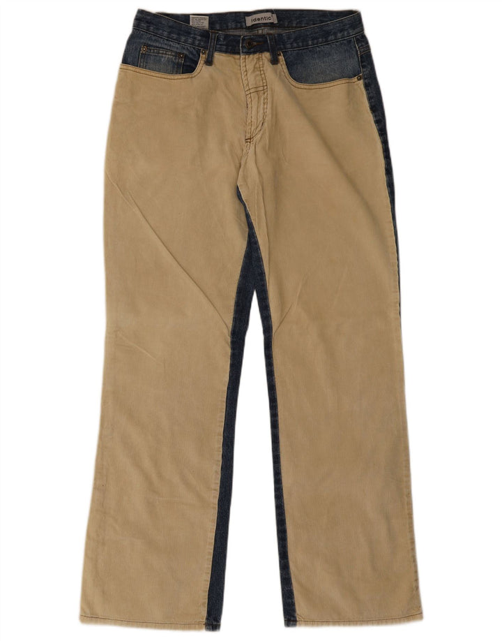Identische Herren-Bootcut-Jeans W33 L34 Beige Colourblock-Baumwolle