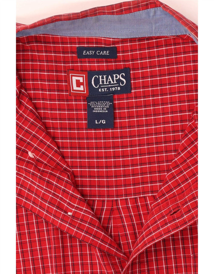 Chaps Herren-Hemd, pflegeleicht, groß, rot kariert, Baumwolle