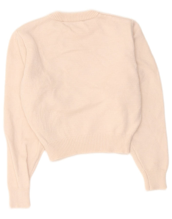 Zara Damen Crop Crew Neck Pullover Pullover UK 10 Small Beige Viskose