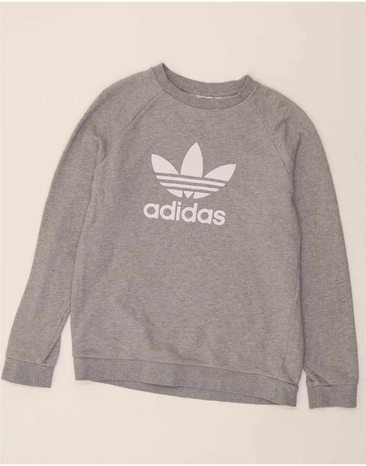 Adidas Herren Grafik-Sweatshirt-Pullover aus mittelgrauer Baumwolle