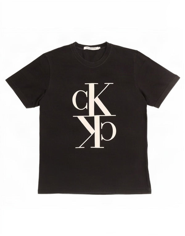 Calvin Klein Jeans Damen Grafik T-Shirt Top UK 18 XL Schwarz