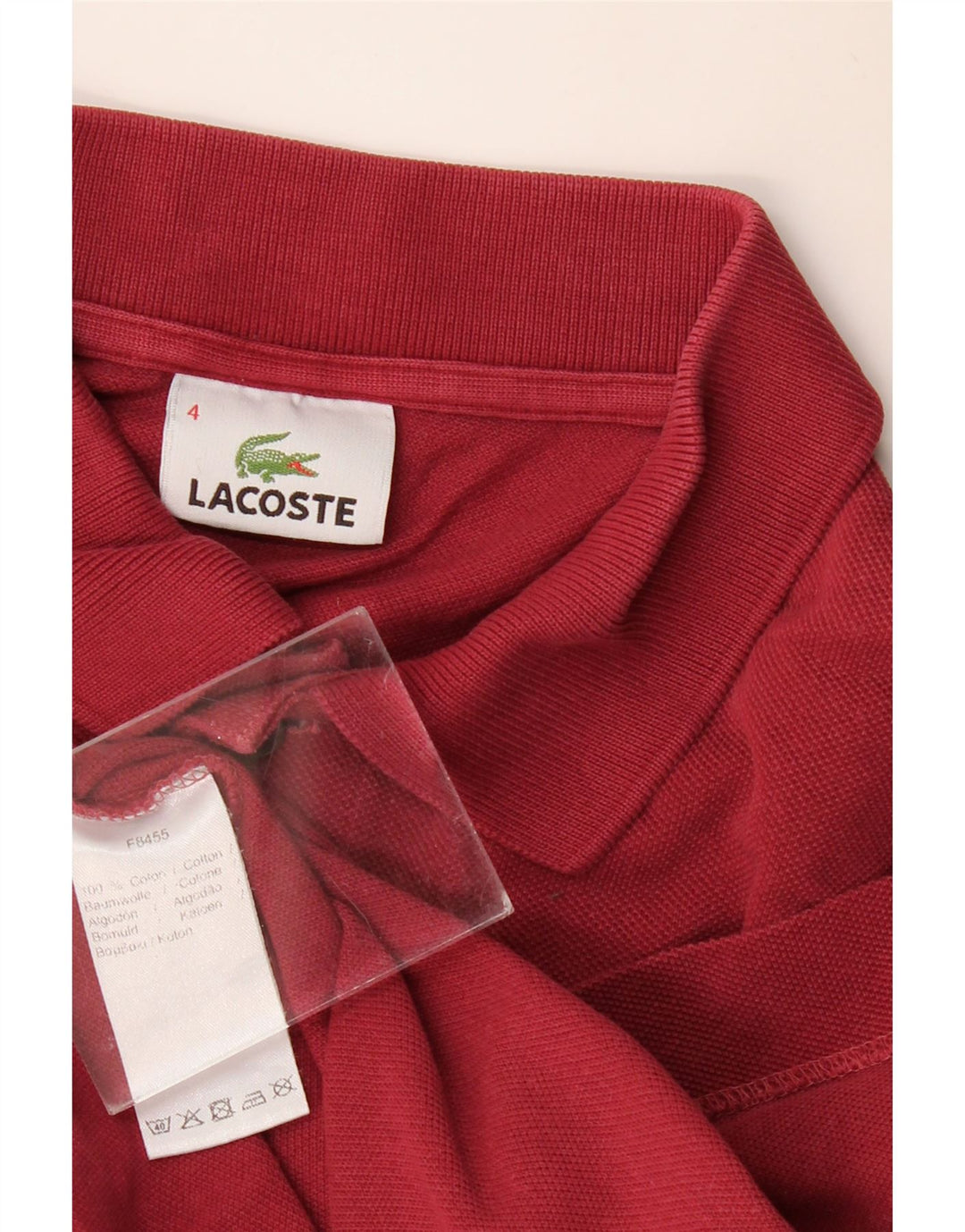 LACOSTE Herren-Poloshirt, Größe 4, mittlere burgunderrote Baumwolle