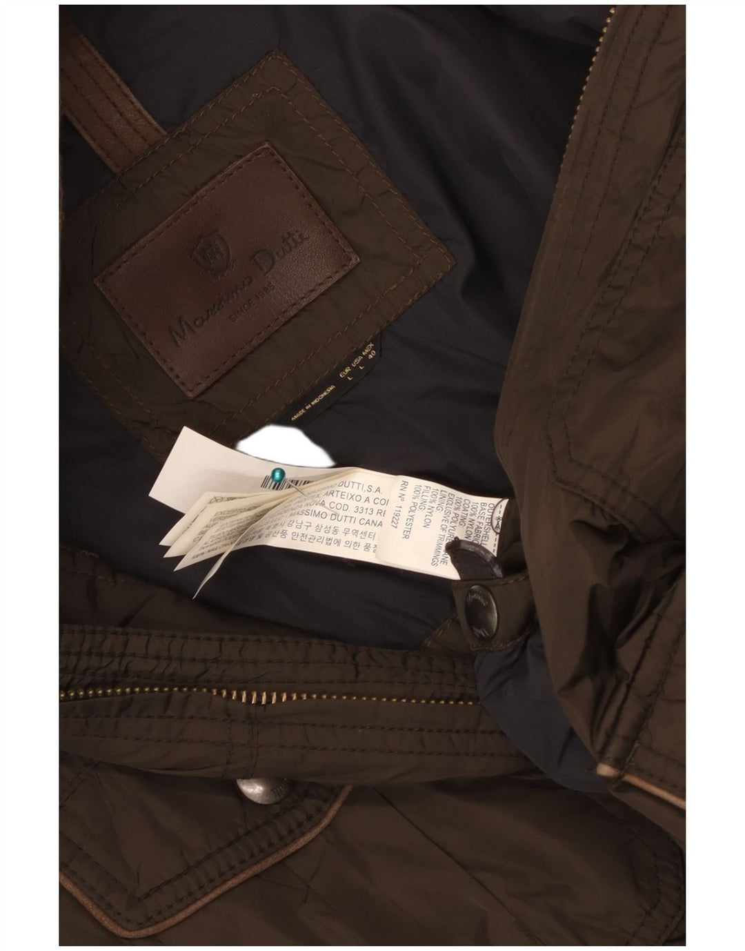 MASSIMO DUTTI Herren-Utility-Jacke UK 40 Large Khaki Nylon