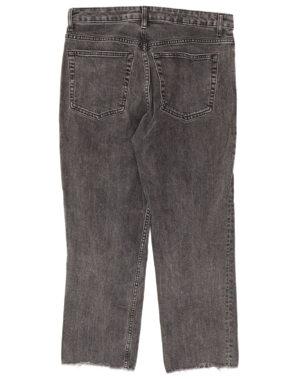 Topshop Damen Crop Straight Jeans W30 L23 Graue Baumwolle