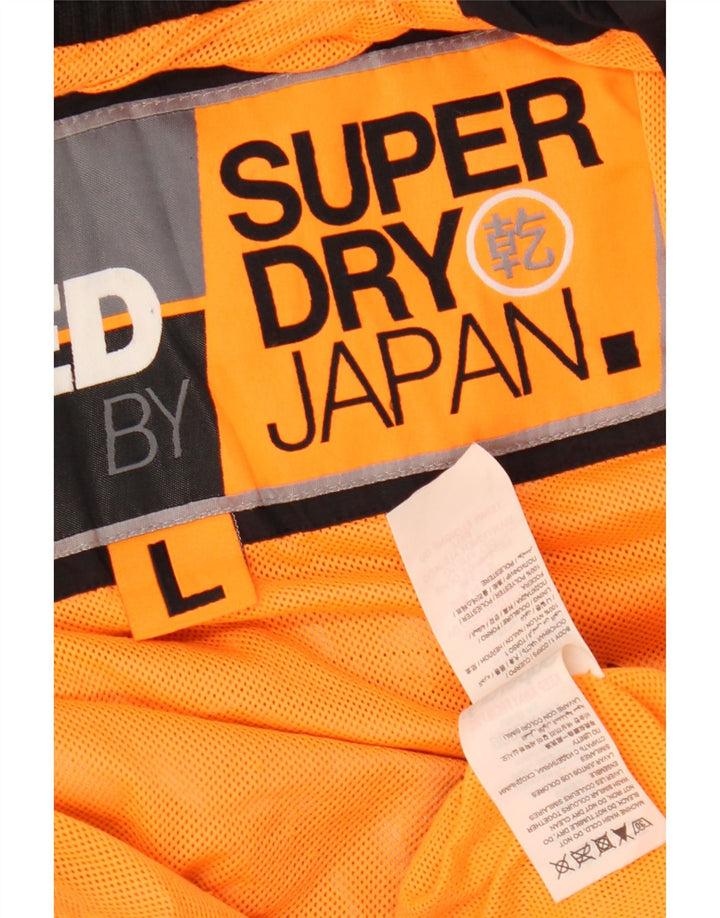 SUPERDRY Damen Windjacke UK 16 Large Schwarz Nylon