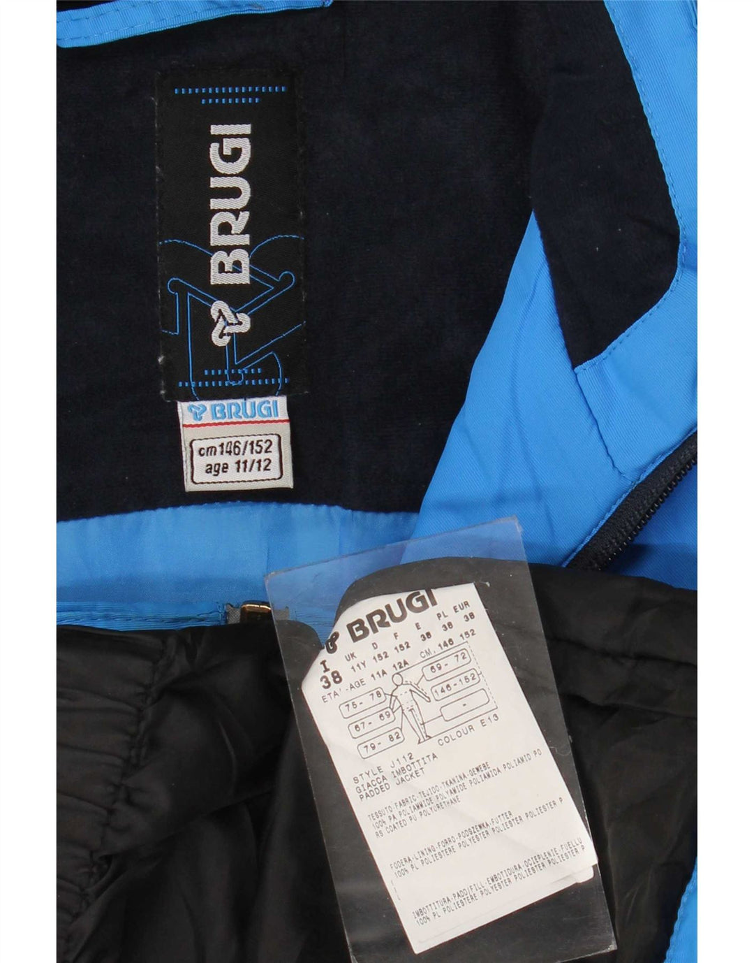 Brugi Skijacke für Jungen, 11–12 Jahre, blaues Colourblock-Polyamid