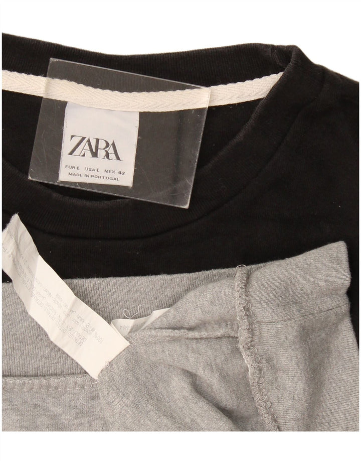 Zara Herren-Sweatshirt-Pullover, groß, mehrfarbig, Colourblock-Baumwolle