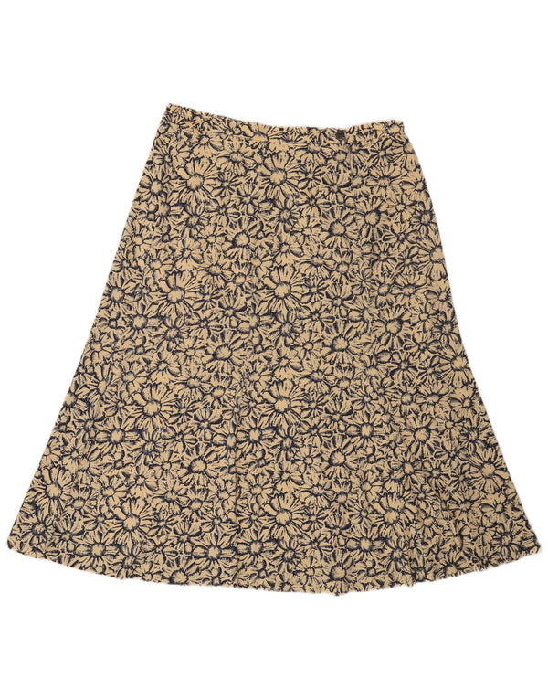 Vintage Damen A-Linie Rock UK 18 XL W36 Beige Floral