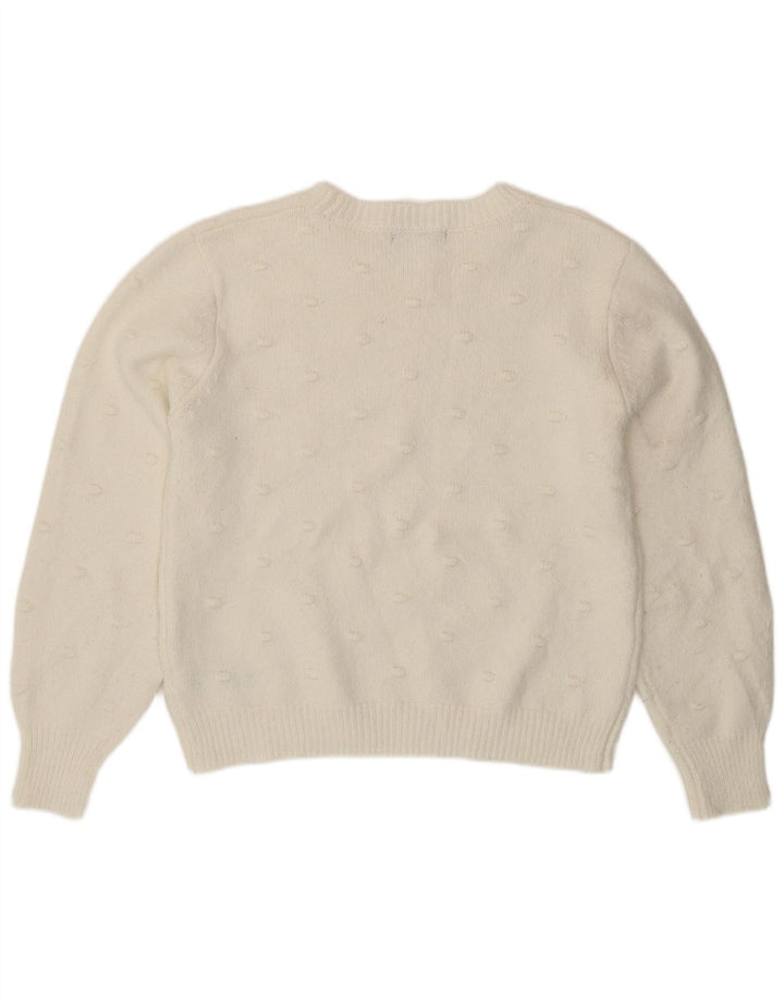 Marks & Spencer Damen Pullover mit Rundhalsausschnitt, UK 14, Mittelweiß