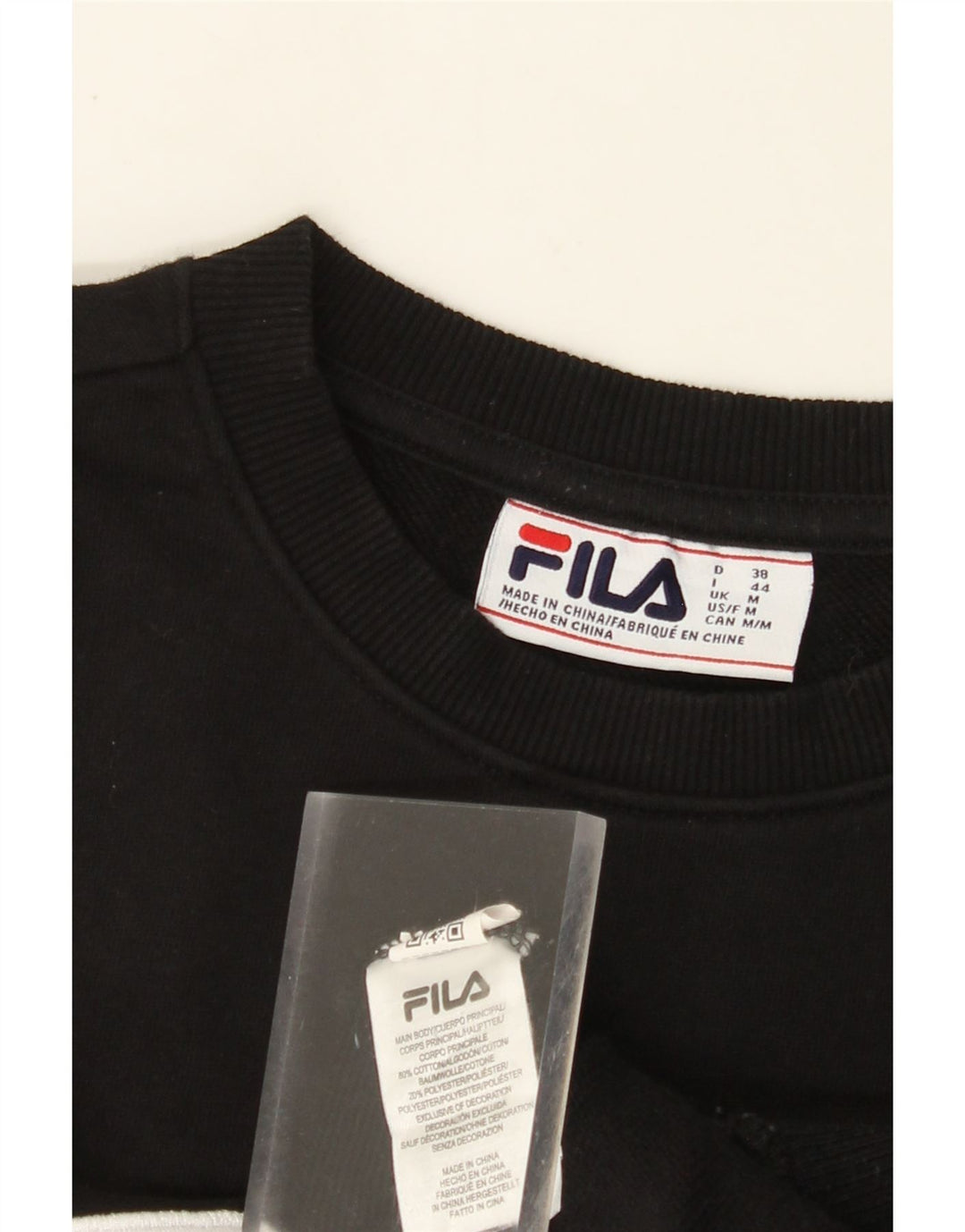 FILA Damen Grafik-Sweatshirt-Pullover UK 14 Mittelschwarze Baumwolle