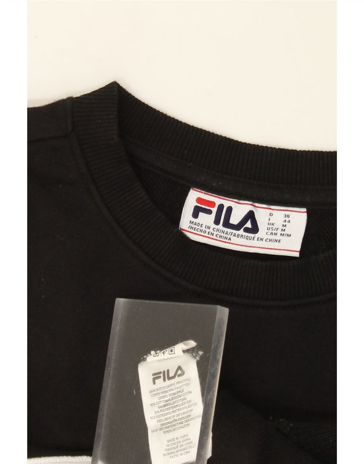 FILA Damen Grafik-Sweatshirt-Pullover UK 14 Mittelschwarze Baumwolle