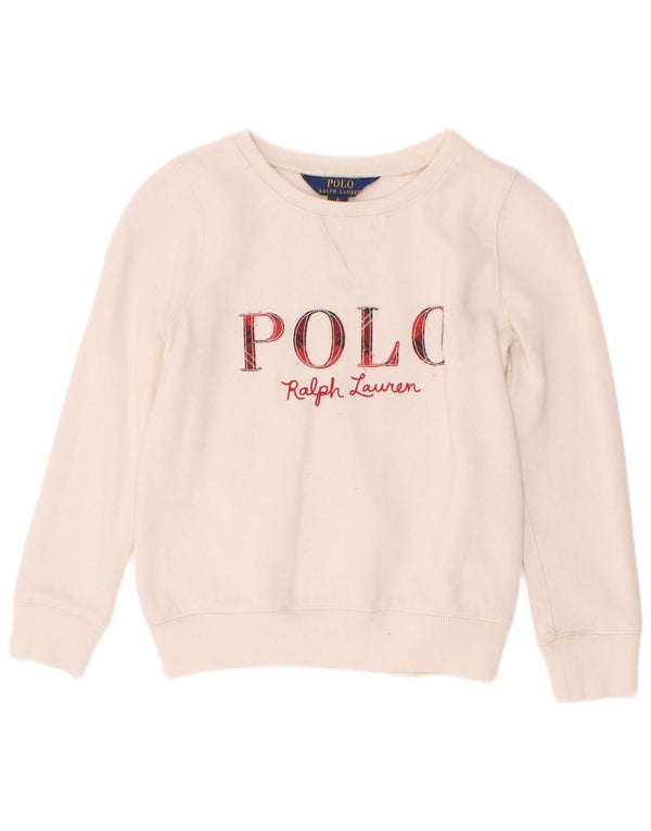 Polo Ralph Lauren Grafik-Sweatshirt für Mädchen, 5–6 Jahre, gebrochenes Weiß