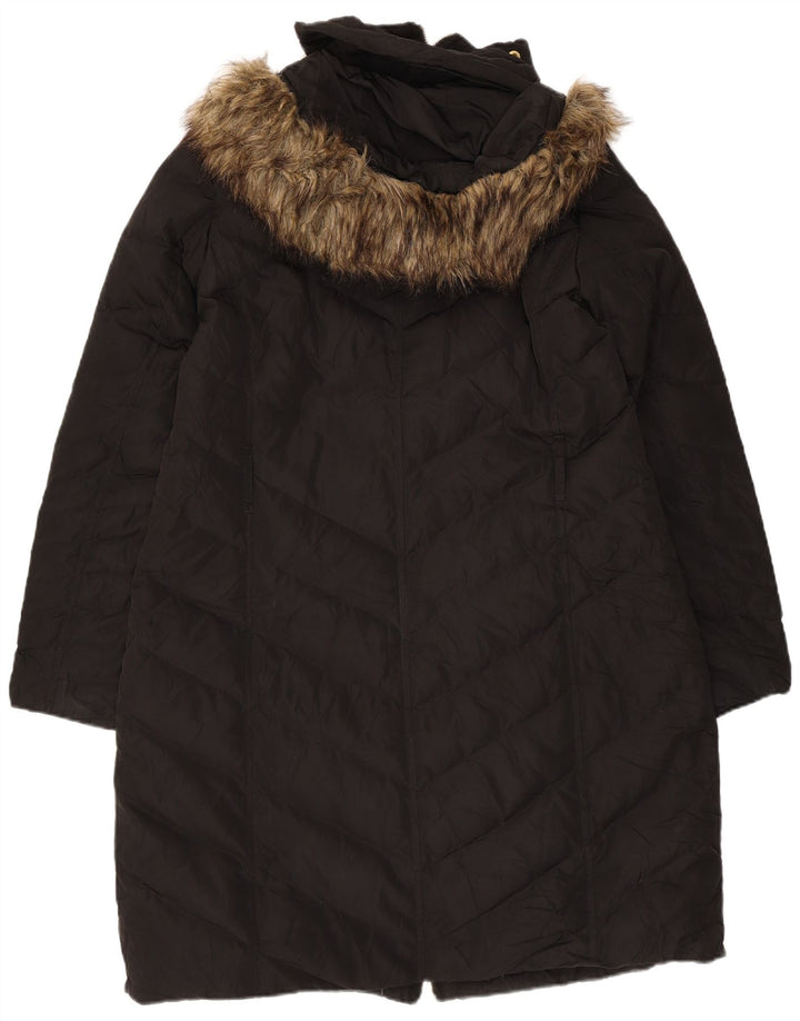 Michael Kors Wattierter Damenmantel mit Kapuze, UK 16, Größe L, Schwarz, Polyester