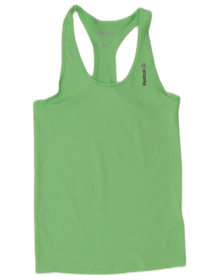 REEBOK Womens Vest Top UK 12 Medium Green Polyester Sports