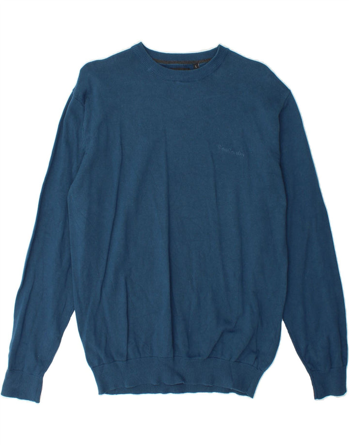 PIERRE CARDIN Mens Crew Neck Jumper Sweater Large Blue Cotton Vintage Pierre Cardin and Second-Hand Pierre Cardin from Messina Hembry 