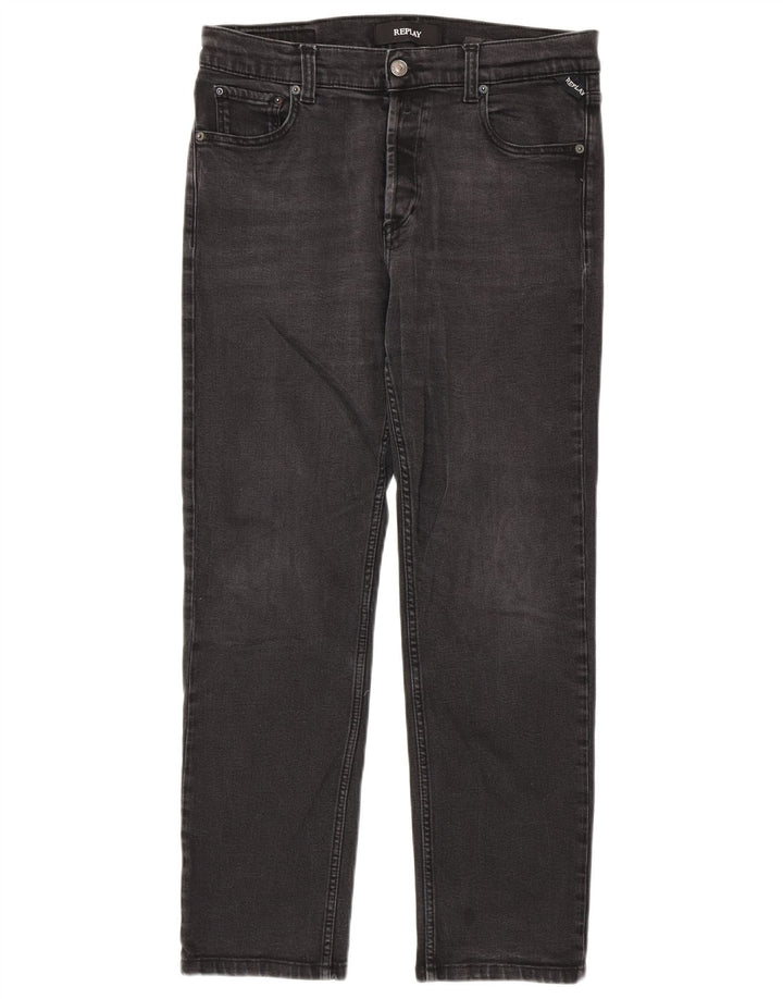 Replay Damen Straight Jeans W32 L28 Grau
