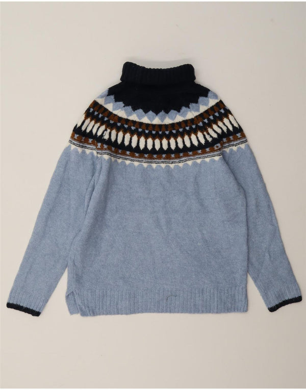 Marks & Spencer Damen-Pullover mit Rollkragen, Gr. 6, XS, Blau, Fair Isle