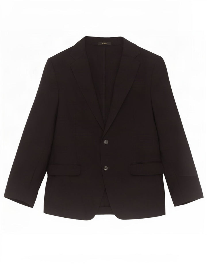 Massimo Dutti Herren-Blazer mit 2 Knöpfen, EU 56, XL, schwarze Wolle