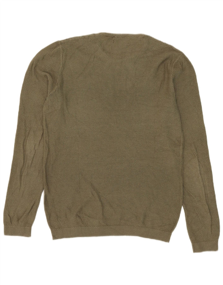 Zara Herren-Pullover mit Rundhalsausschnitt, Mittelkhaki