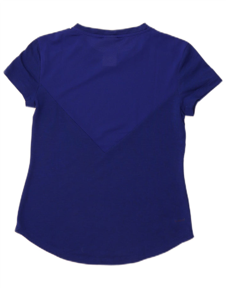 Adidas Damen Crop T-Shirt Top UK 8/10 Small Marineblau Polyester