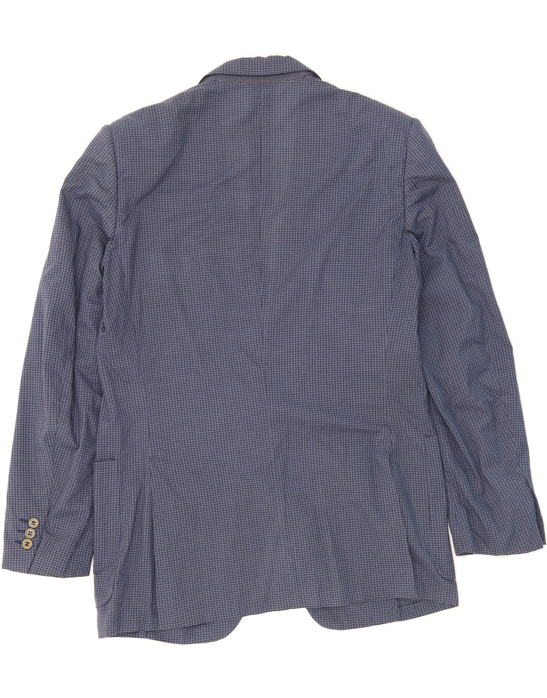 NINO CERRUTI Mens 2 Button Blazer Jacket IT 50 Large Navy Blue Gingham Vintage Nino Cerruti and Second-Hand Nino Cerruti from Messina Hembry 