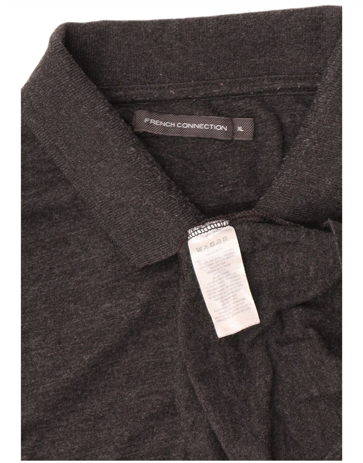 French Connection Herren-Poloshirt XL aus grau gefleckter Baumwolle