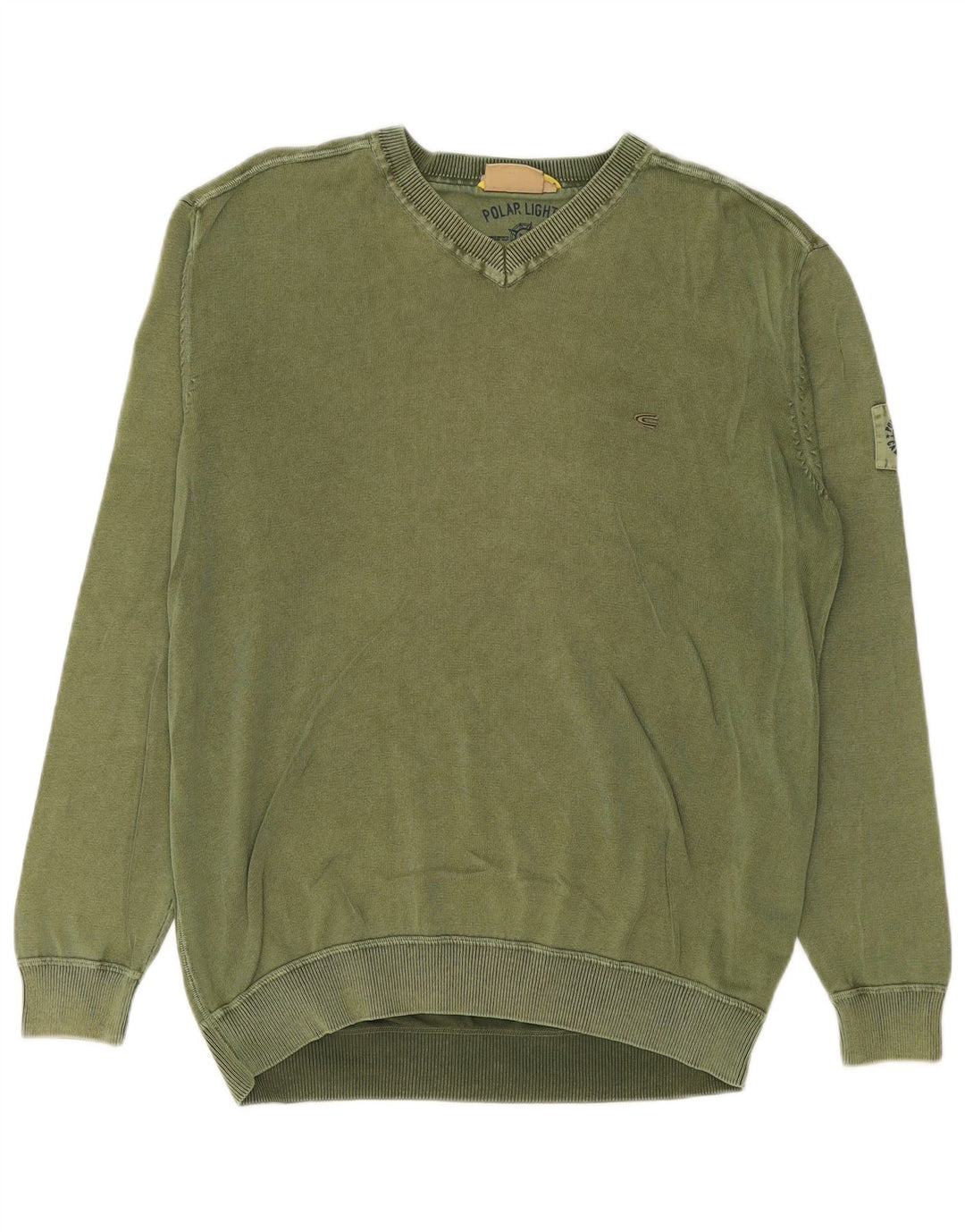 CAMEL ACTIVE Herren-Pullover mit V-Ausschnitt, groß, Khaki, Baumwolle