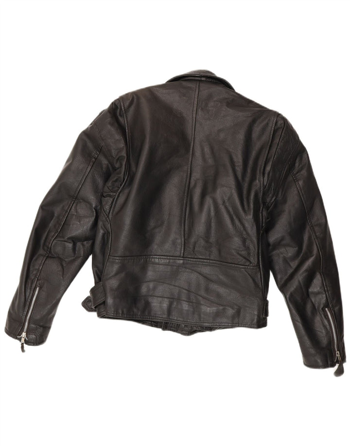 Vintage Herren Leder Bikerjacke IT 44 XS Schwarz