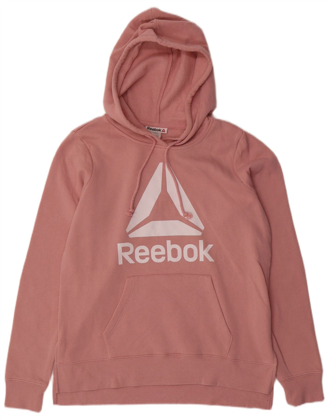REEBOK Womens Graphic Hoodie Pullover UK 14 Mittelrosa Baumwolle