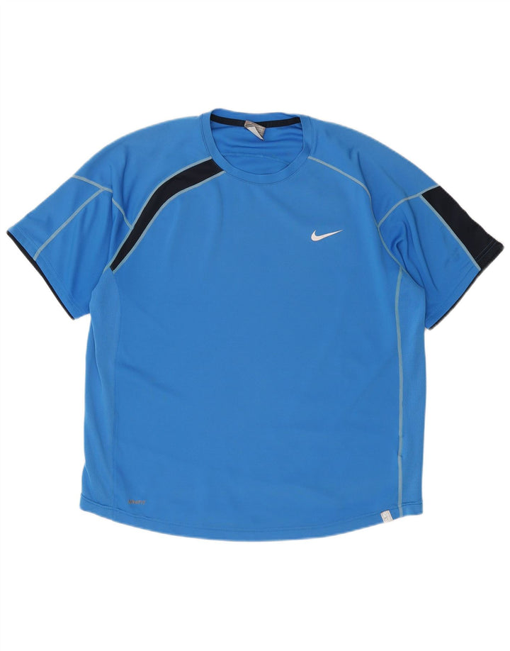 NIKE Herren T-Shirt Top XL Blau Colourblock