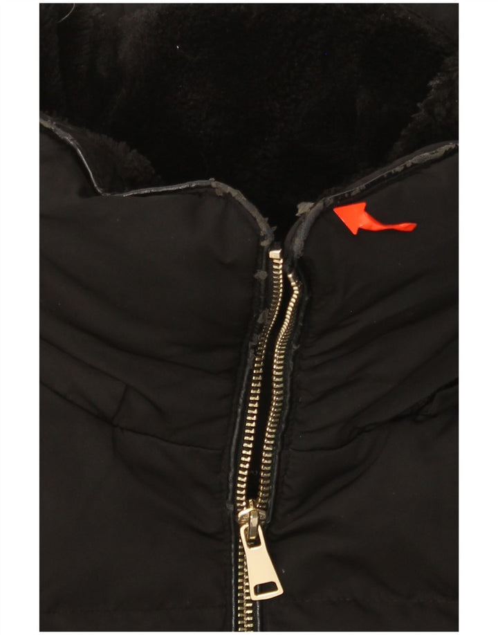 ZARA Damen Wattierte Jacke UK 14 Medium Schwarz Polyester